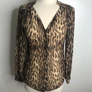 MICHAEL KORS | Sheer Chiffon Leopard Print Top